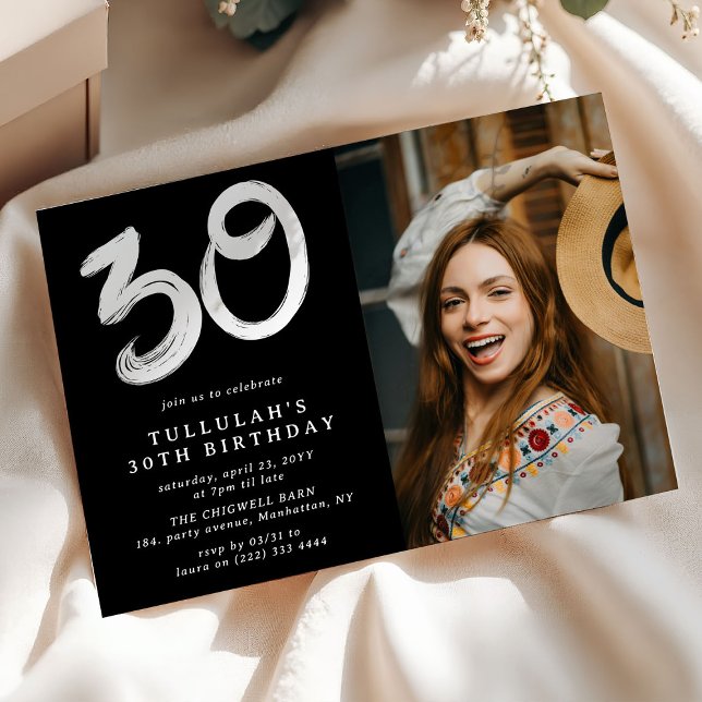 Invitation Photo de fête d'anniversaire 30 ans moderne (Créateur téléchargé)