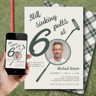 Invitation Photo de fête d'anniversaire 60 ans Putter de golf