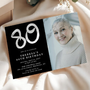Invitation Photo de fête d'anniversaire 80 ans moderne