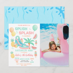 Invitation Photo de fête d'anniversaire avec toboggan aquatiq