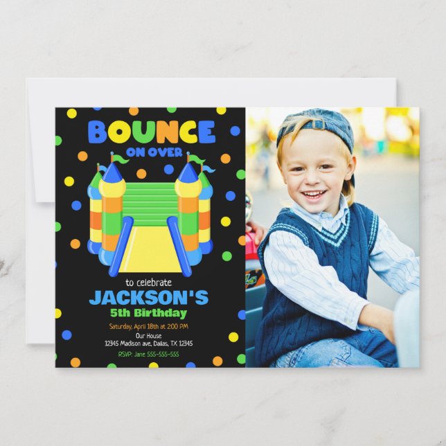 Invitation Photo de fête d'anniversaire avec une maison de re (Devant)