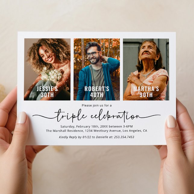 Invitation Photo de fête d'anniversaire conjointe 3 (Créateur téléchargé)