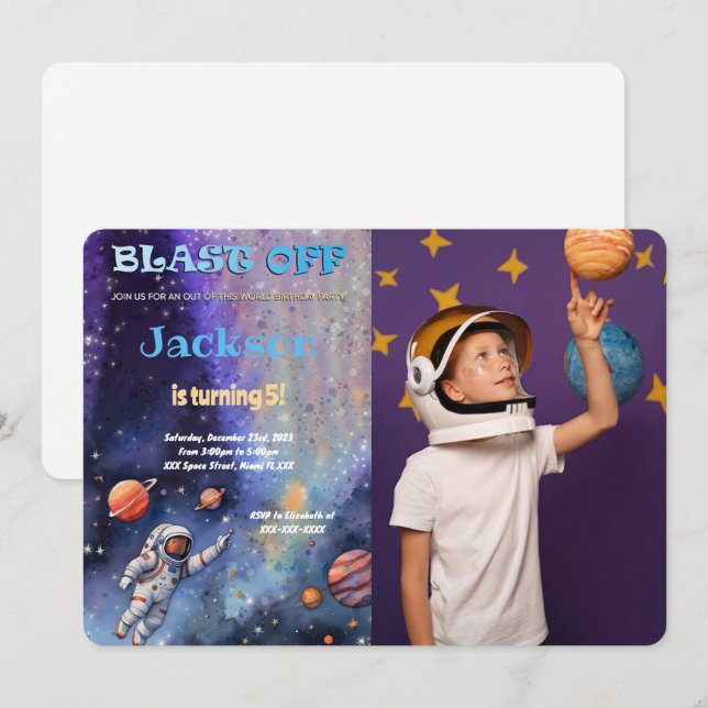 Invitation Photo de fête d'anniversaire dans l'espace éditabl (Devant / Derrière)