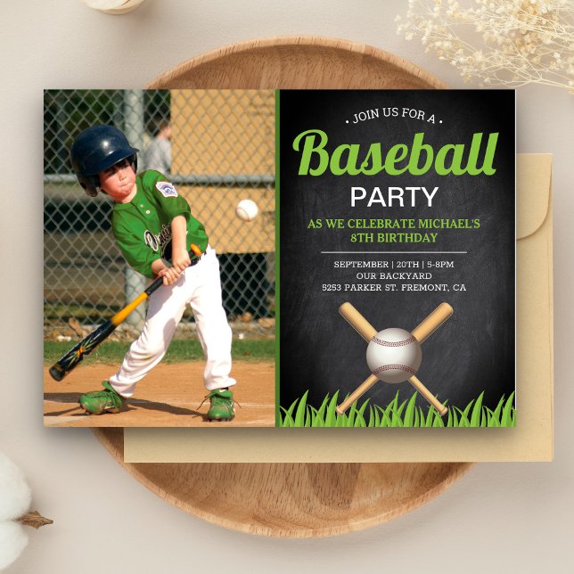 Invitation Photo de fête d'anniversaire de baseball pour enfa (Créateur téléchargé)
