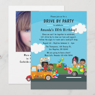 Invitation Photo de fête d'anniversaire de défilé en voiture