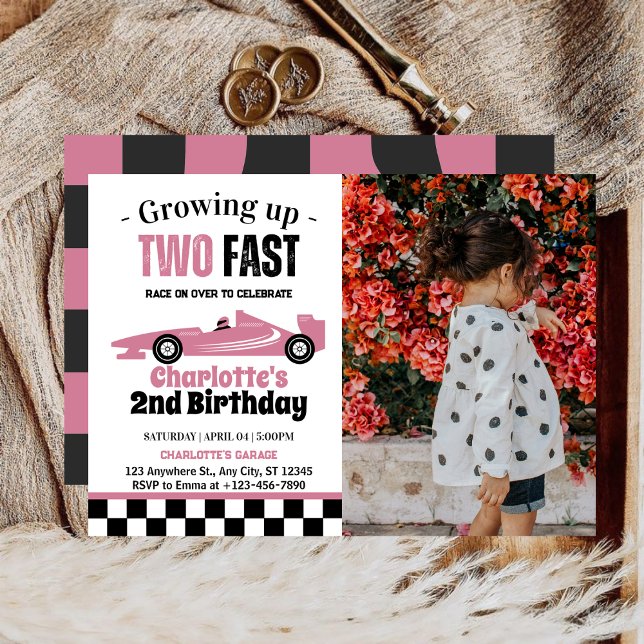 Invitation Photo de fête d'anniversaire de Deux Filles Rapide (Créateur téléchargé)