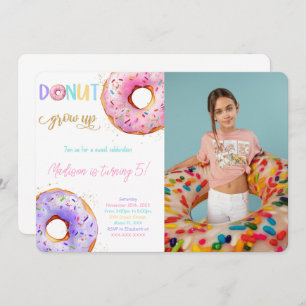 Invitation Photo de fête d'anniversaire de Donut rose