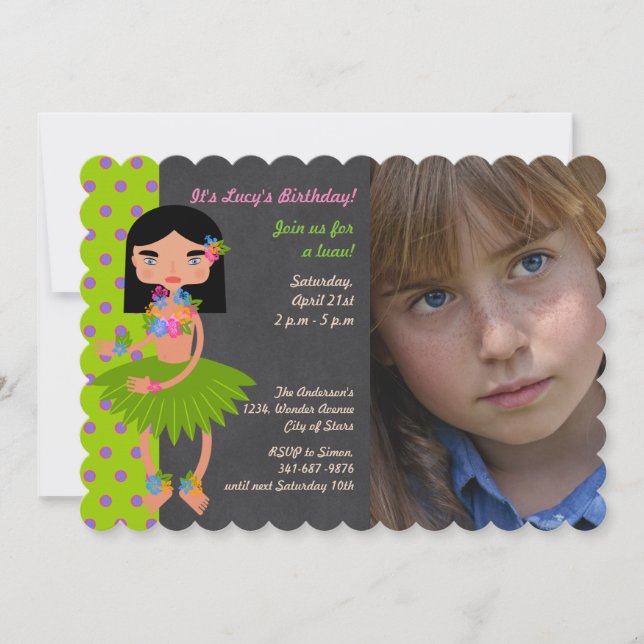 Invitation photo de fête d'anniversaire de fille d (Devant)