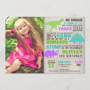 Invitation Photo de fête d'anniversaire de fouille de Dino de