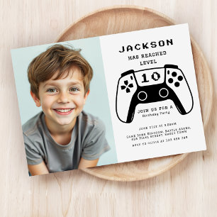 Invitation Photo de fête d'anniversaire de garçons gamers de