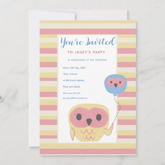 Invitation Photo de fête d'anniversaire de la chouette
