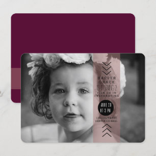 Invitation Photo de fête d'anniversaire de la Plum opaque