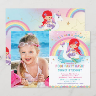 Invitation Photo de fête d'anniversaire de la Sirène et de l'