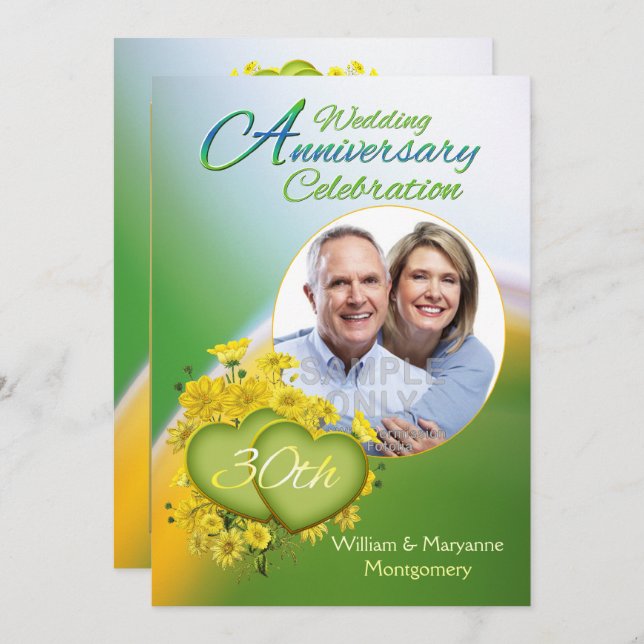 Invitation Photo de fête d'anniversaire de mariage de 30 ans  (Devant / Derrière)