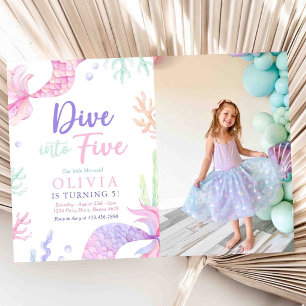 Invitation Photo de fête d'anniversaire de plongée de sirène