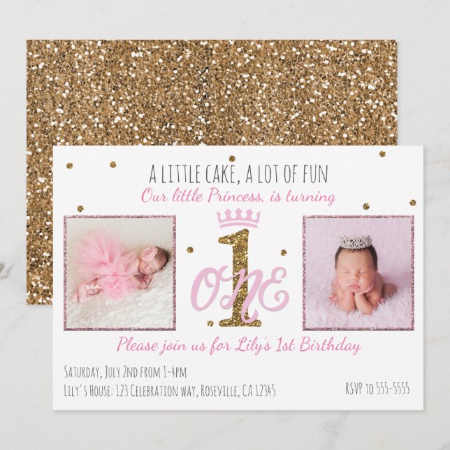 Invitation photo de fête d'anniversaire de princes (Devant / Derrière)