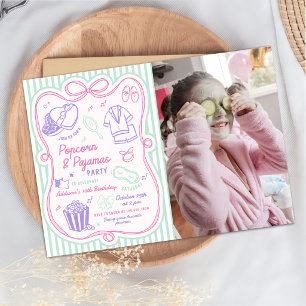 Invitation Photo de fête d'anniversaire de soirée pyjama au p