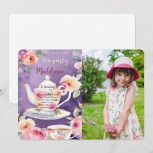 Invitation Photo de fête d'anniversaire de thé floral