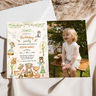 Invitation Photo de fête d'anniversaire des animaux de la for