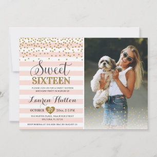 Invitation Photo de fête d'anniversaire des seize ans Sweet S