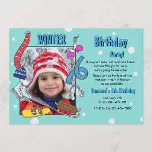 Invitation photo de fête d'anniversaire d'hiver