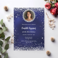 Photo de fête d'anniversaire diamant bleu marine