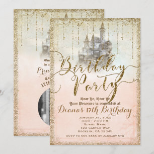 Invitation Photo de fête d'anniversaire du château de conte d