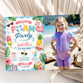 Invitation Photo de fête d'anniversaire en mousse d'été