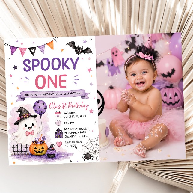 Invitation Photo de fête d'anniversaire Halloween Spooky One (Créateur téléchargé)