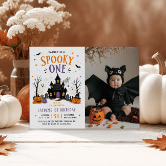 Invitation Photo de fête d'anniversaire Halloween Spooky One 