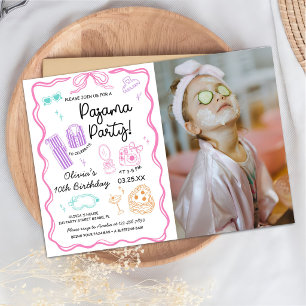 Invitation Photo de fête d'anniversaire mignonne en pyjama po
