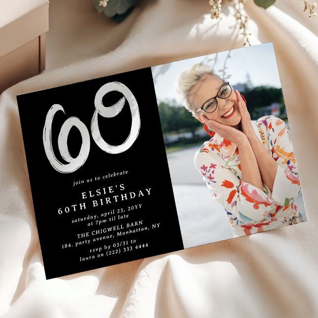 Invitation Photo de fête d'anniversaire moderne pour 60 ans (Créateur téléchargé)