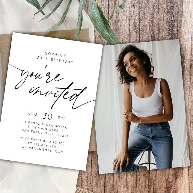 Invitation Photo de fête d'anniversaire moderne simple vous ê (Créateur téléchargé)