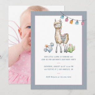 Invitation Photo de fête d'anniversaire pour enfants avec lam