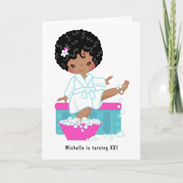 Invitation Photo de fête d'anniversaire pyjama spa pour fille (Devant)