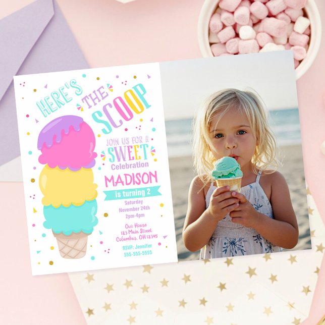 Invitation Photo de fête d'anniversaire sucré de glace (Créateur téléchargé)