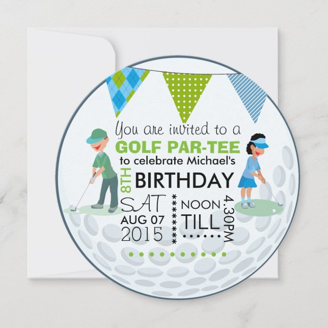 Invitation Photo de fête d'anniversaire sur le thème de golf  (Devant)