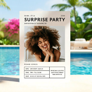 Invitation Photo de fête d'anniversaire surprise moderne tous