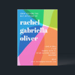 Invitation Photo de fête de Bat Mitzvah arc-en-ciel abstrait<br><div class="desc">Cette invitation moderne de Bat Mitzvah présente un blocage de couleurs audacieux et une typographie épurée pour un style de célébration frais et confiant. La palette vibrante crée un look énergique et soigné qui se sent amusant, contemporain et adapté à l'âge. Idéal pour les familles qui recherchent un design de...</div>
