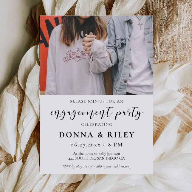 Invitation photo de fête de fiançailles au design  (Créateur téléchargé)