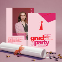 Photo de fête de fin d'études avec typographie rou