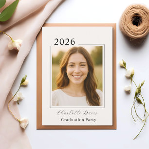 Invitation Photo de fête de fin d'études promotion 2026 beige