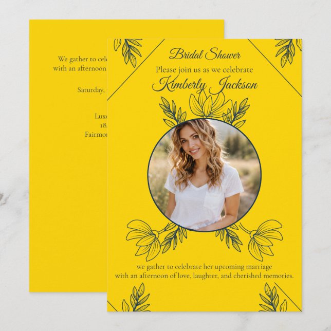 Invitation Photo de Fête de Mariage Élégance Dorée (Devant / Derrière)