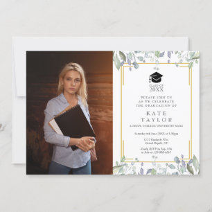 Invitation Photo de fête de remise de diplômes florale de ver