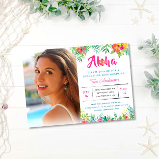 Invitation Photo de fête de remise des diplômes Aloha Tropica