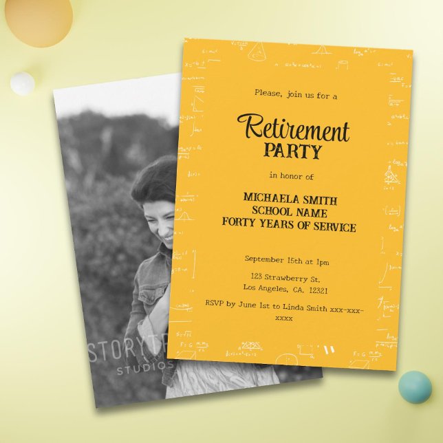 Invitation Photo de fête de retraite de professeur de mathéma (Créateur téléchargé)