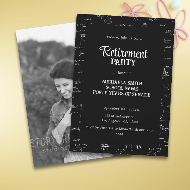 Invitation Photo de fête de retraite de professeur de mathéma (Créateur téléchargé)