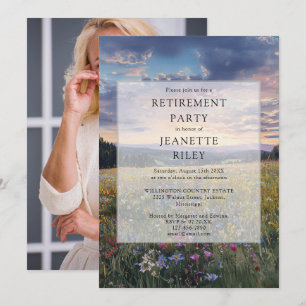 Invitation Photo de fête de retraite Prairie florale de fleur