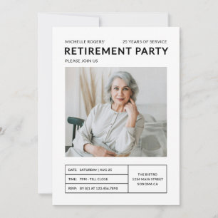 Invitation photo de fête de retraite simple modern