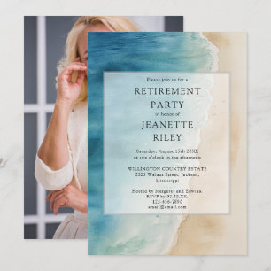 Invitation Photo de fête de retraite sur la plage océanique à